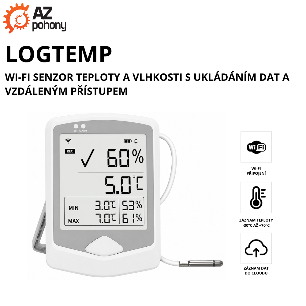 LOGTEMP - Wi-Fi senzor teploty a vlhkosti s ukládáním dat a vzdáleným přístupem