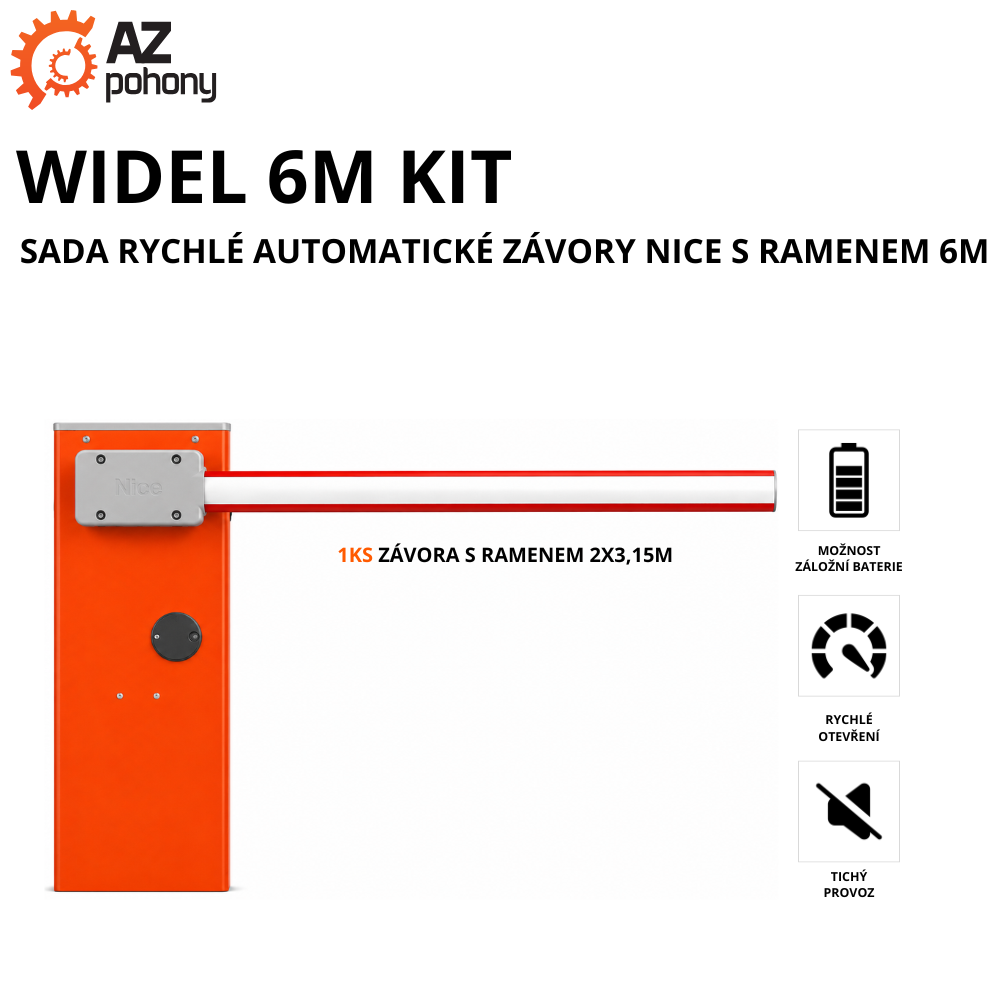 WIDEL 6M KIT - sada rychlé automatické závory Nice s ramenem 6m