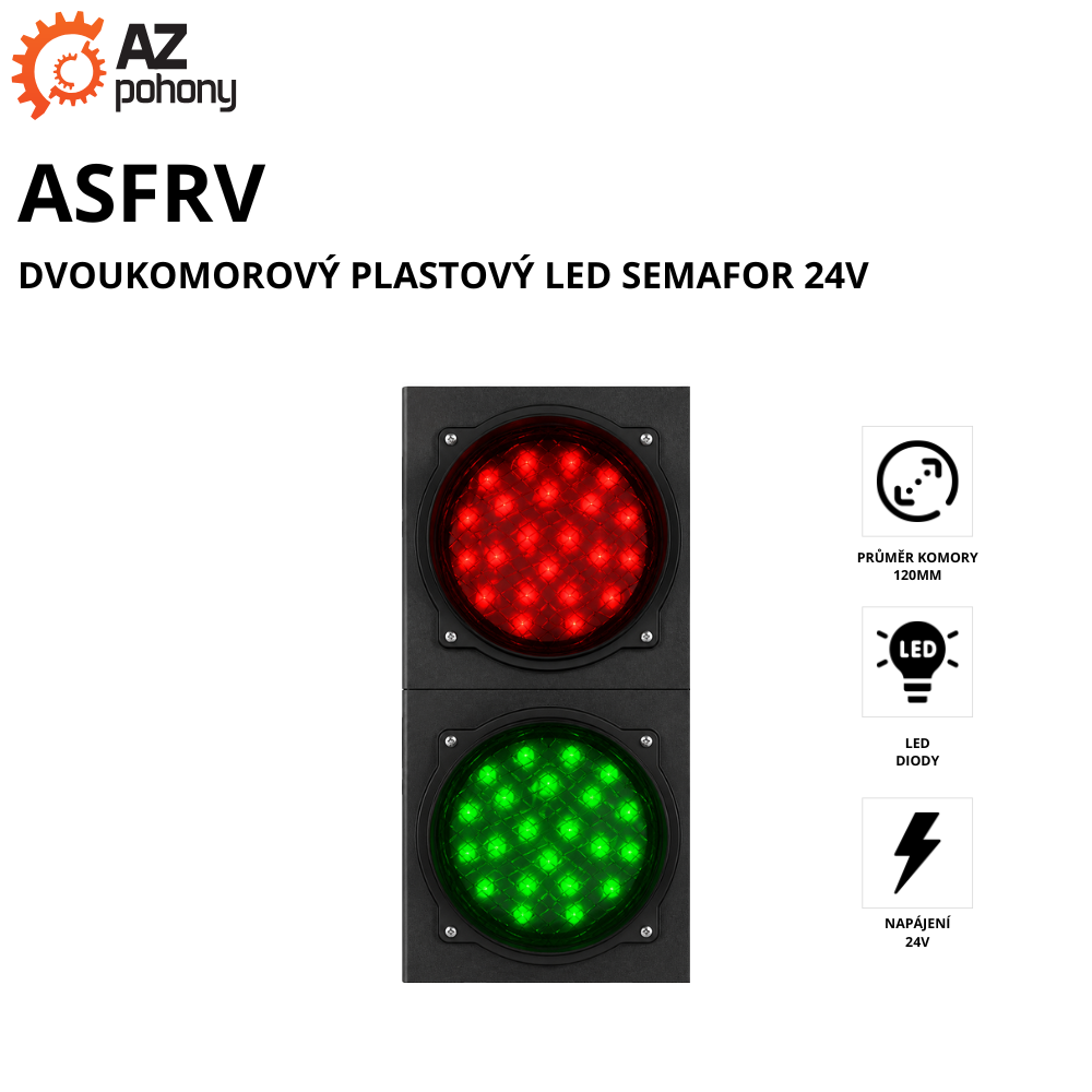 ASFRV - dvoukomorový plastový LED semafor 24V