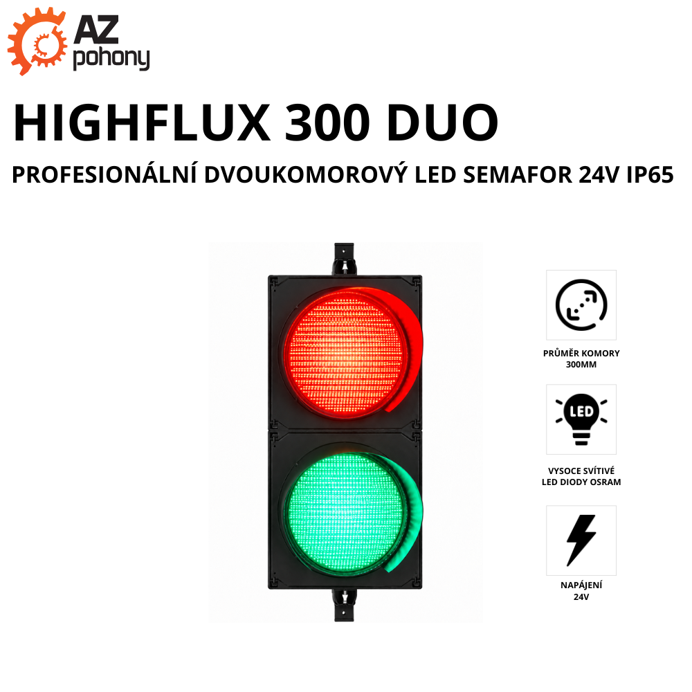 HIGHFLUX 300 DUO - profesionální dvoukomorový LED semafor 24V