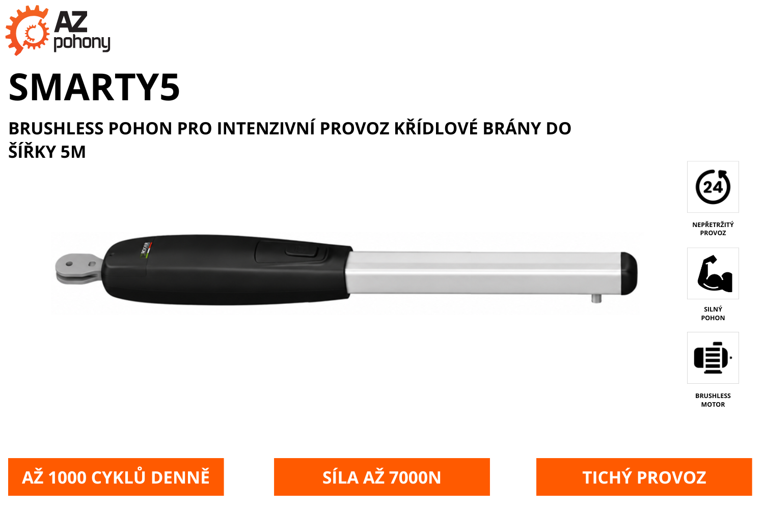 SMARTY5 - brushless pohon pro intenzivní provoz křídlové brány do šířky 5m