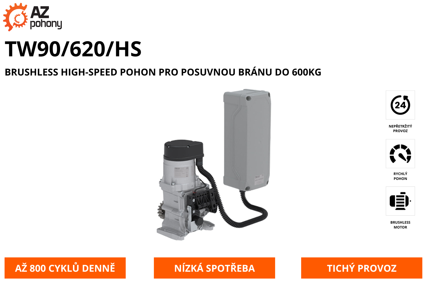 TW90/620/HS - brushless high-speed pohon pro posuvnou bránu do 600kg