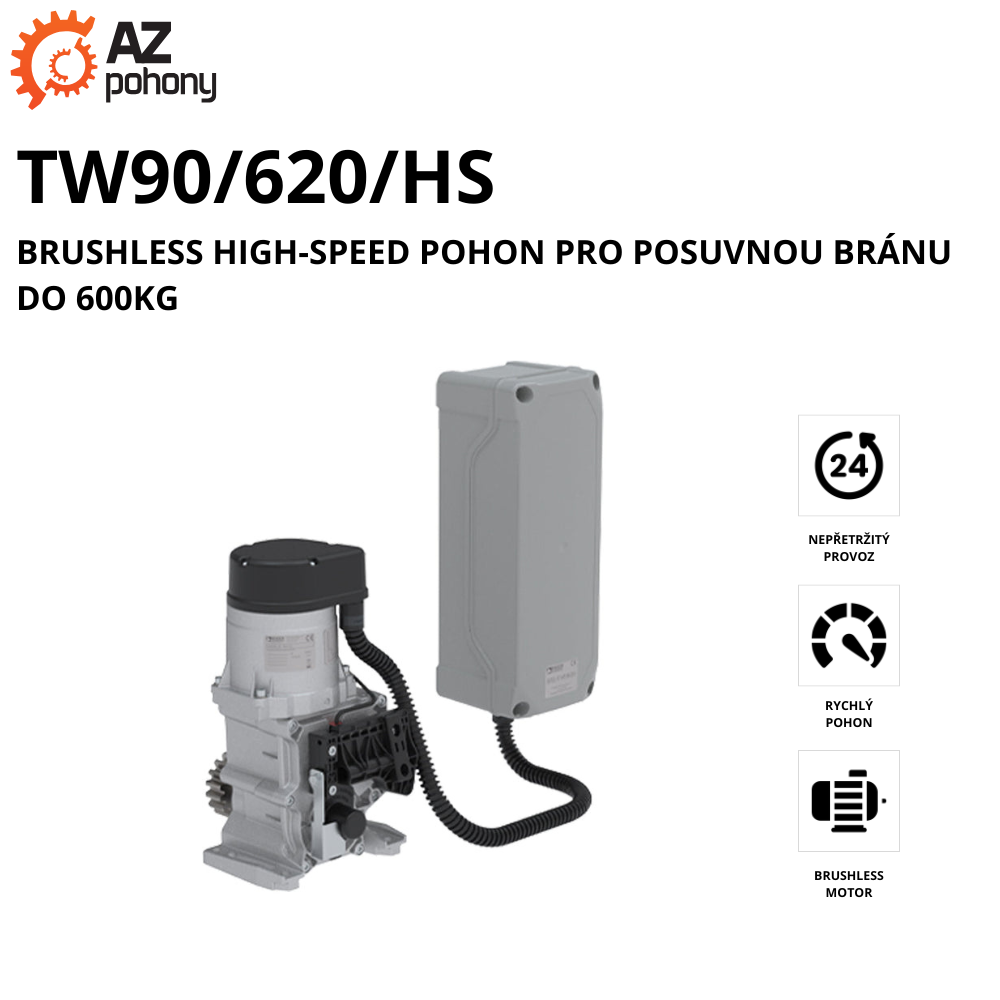 TW90/620/HS - brushless high-speed pohon pro posuvnou bránu do 600kg