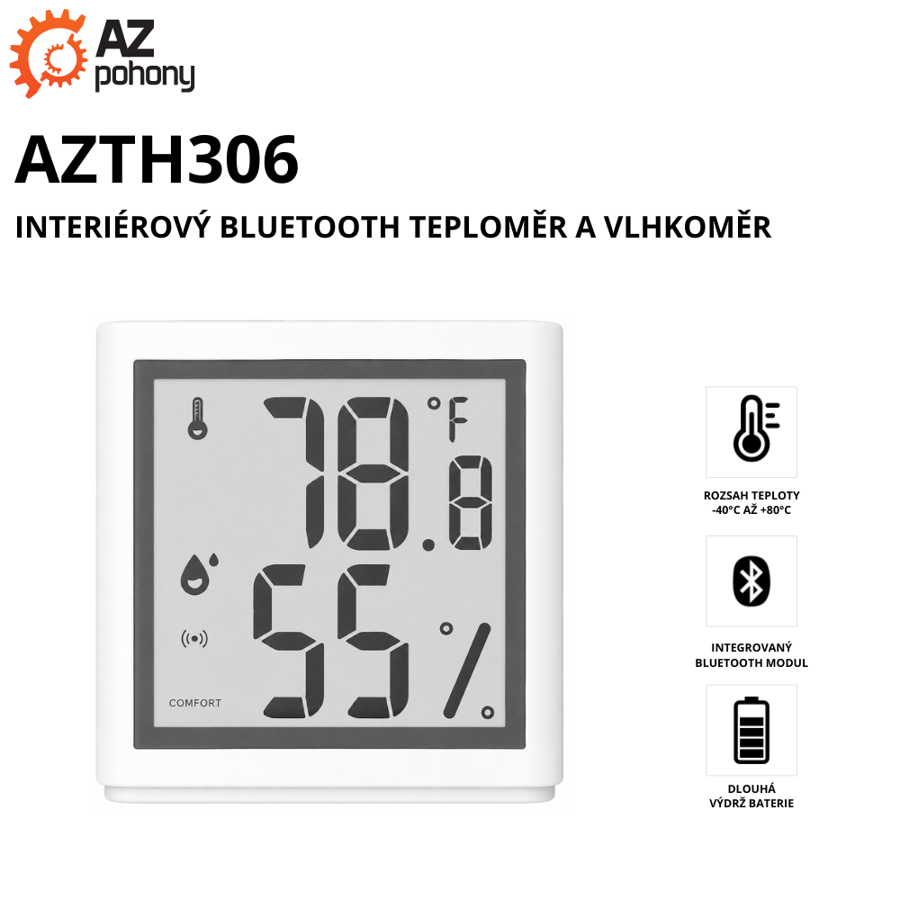 AZTH306 - interiérový Bluetooth teploměr a vlhkoměr