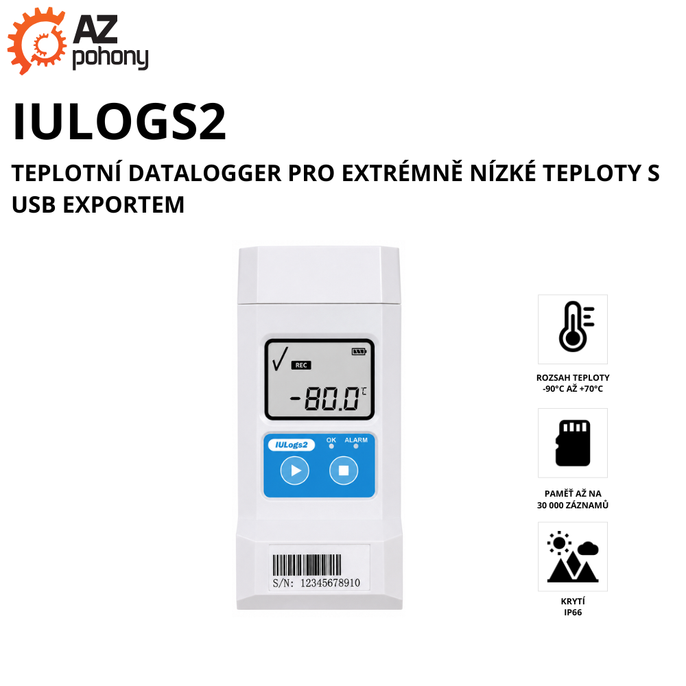 IULOGS2 - teplotní datalogger pro extrémně nízké teploty s USB exportem