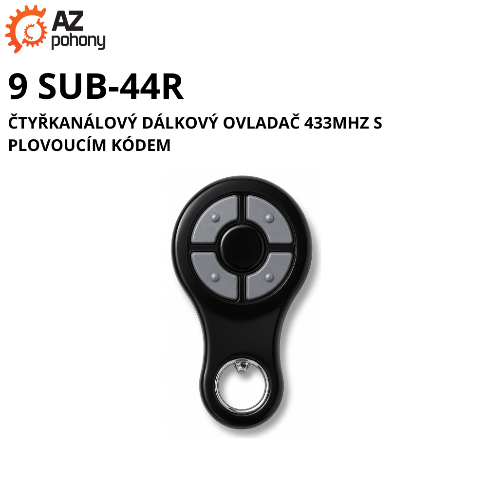 9 SUB-44R - čtyřkanálový dálkový ovladač 433MHz s plovoucím kódem
