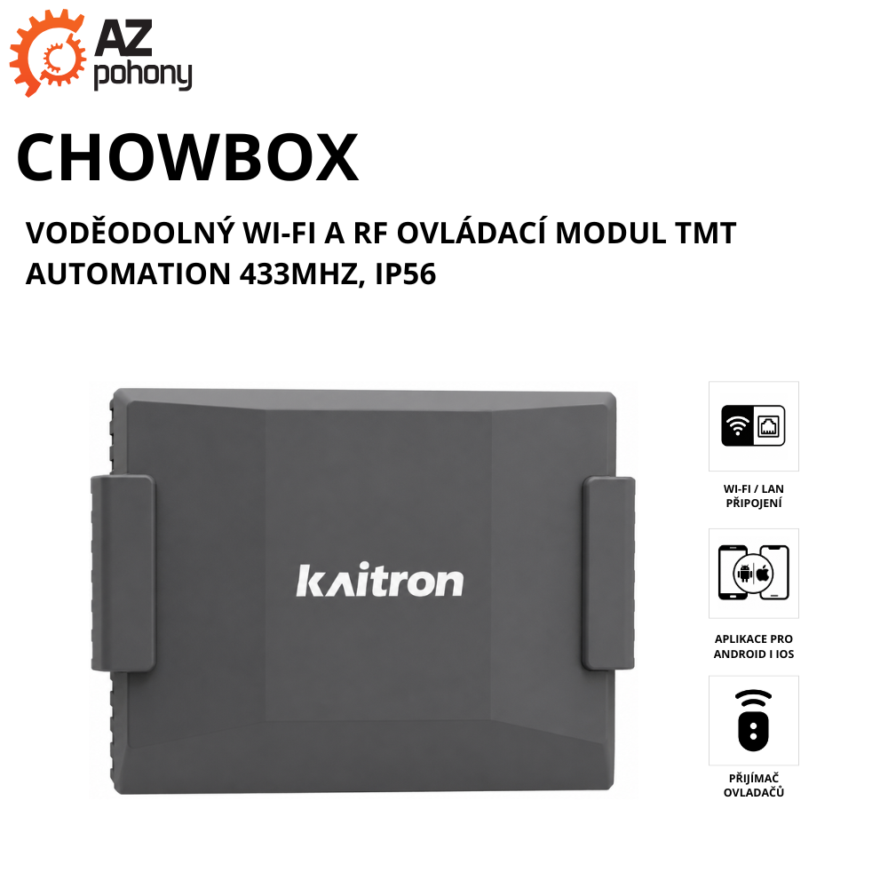 CHOWBOX - voděodolný Wi-Fi a RF ovládací modul TMT Automation 433MHz, IP56