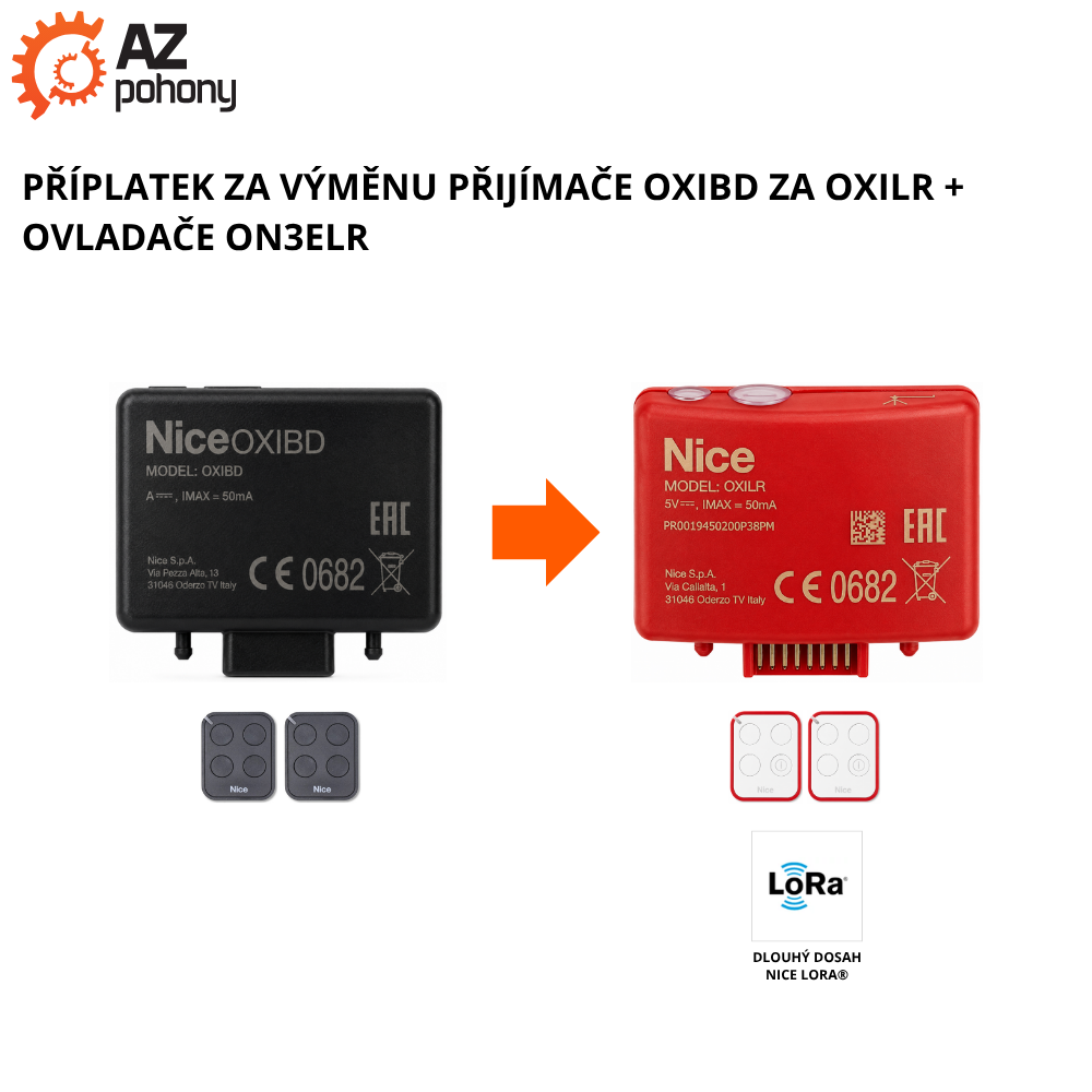 Příplatek za výměnu přijímače OXIBD za OXILR + ovladače ON3ELR