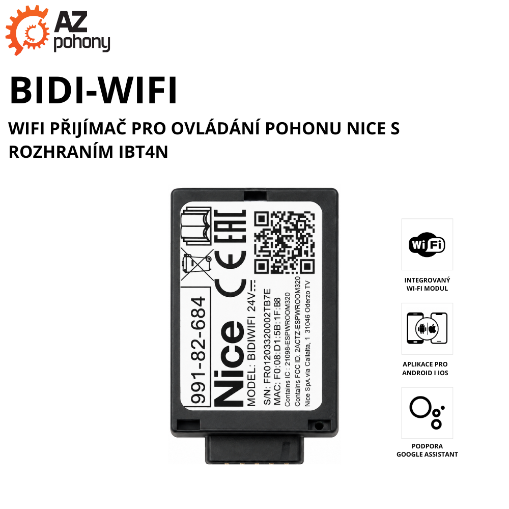 BIDIWIFI - Wi-Fi přijímač pro ovládání pohonu NICE s rozhraním IBT4N