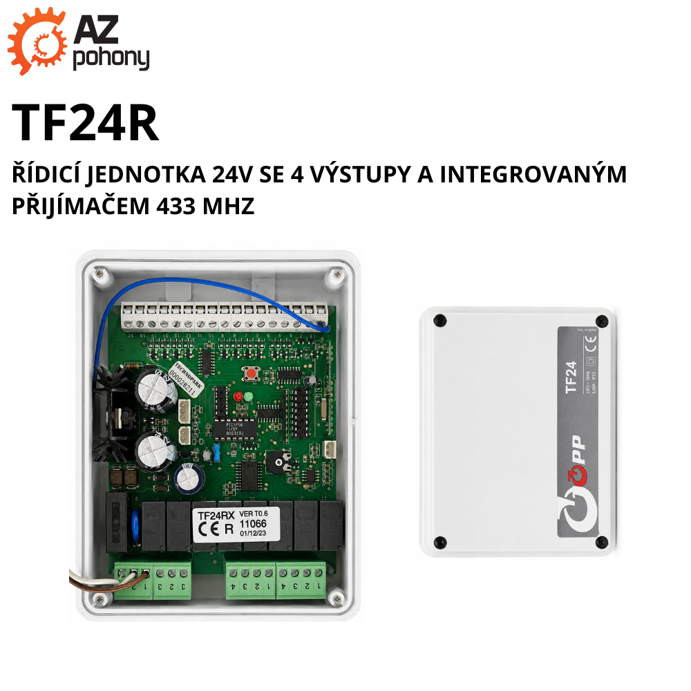 TF24R - řídicí jednotka 24 V se 4 výstupy a přijímačem 433 MHz