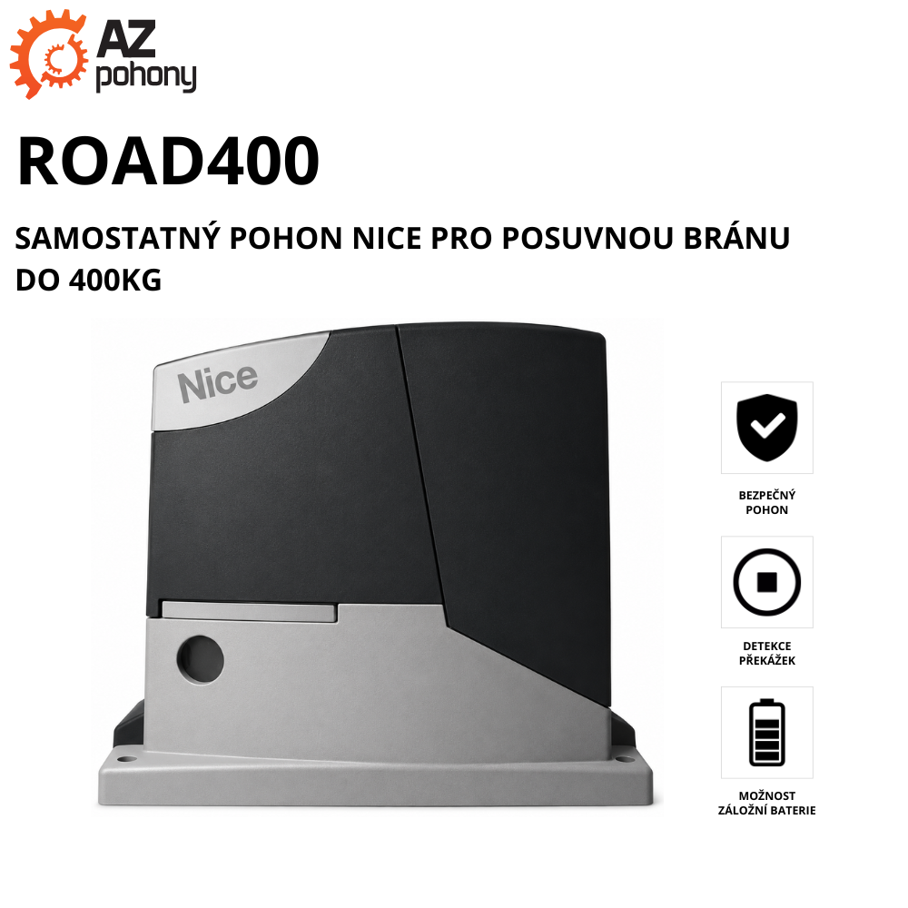 ROAD400 - samostatný pohon Nice pro posuvnou bránu do 400kg