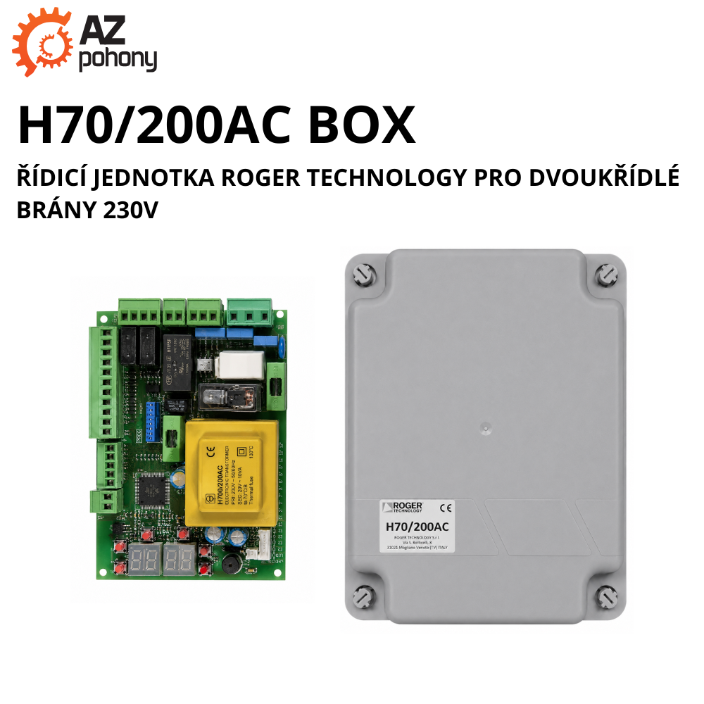 H70/200AC BOX - řídící jednotka Roger Technology pro dvoukřídlé brány 230V
