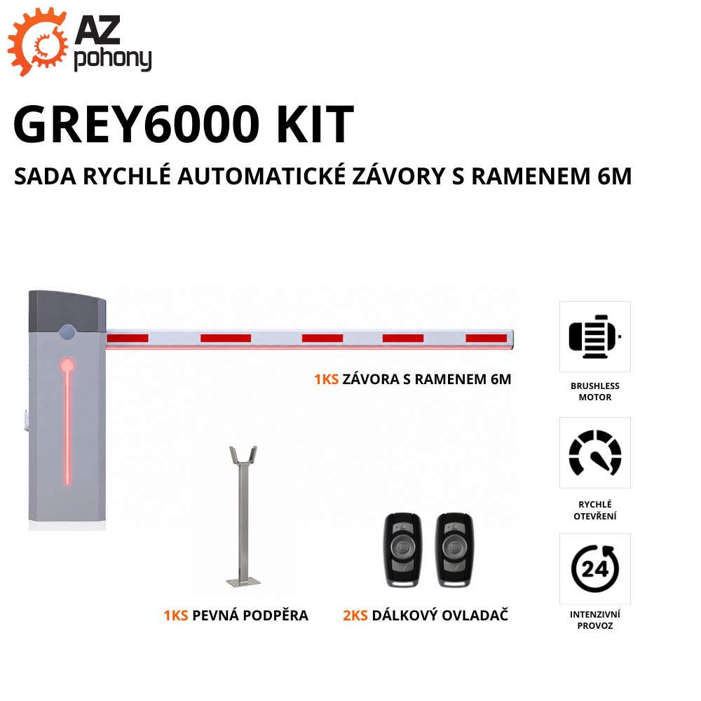 GREY6000 KIT - sada rychlé automatické závory s ramenem 6m