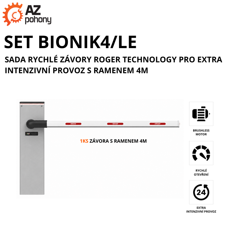 SET BIONIK4/LE - sada rychlé závory roger technology pro extra intenzivní provoz s ramenem 4m