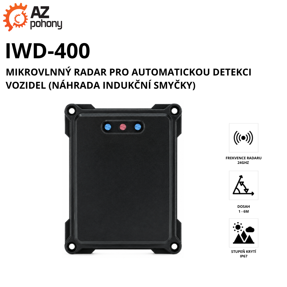 IWD-400 - mikrovlnný radar pro automatickou detekci vozidel (náhrada indukční smyčky)