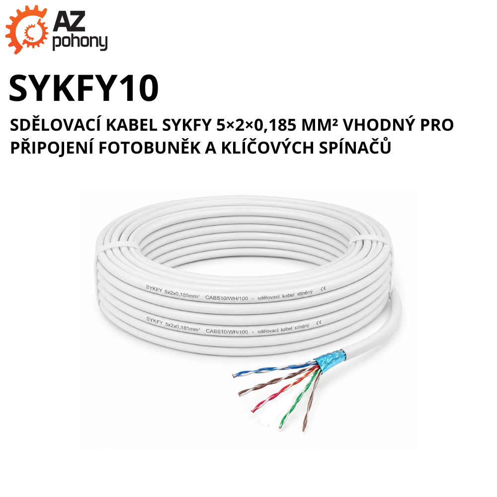 SYKFY10 - sdělovací kabel SYKFY 5×2×0,185 mm² vhodný pro připojení fotobuněk a klíčových spínačů