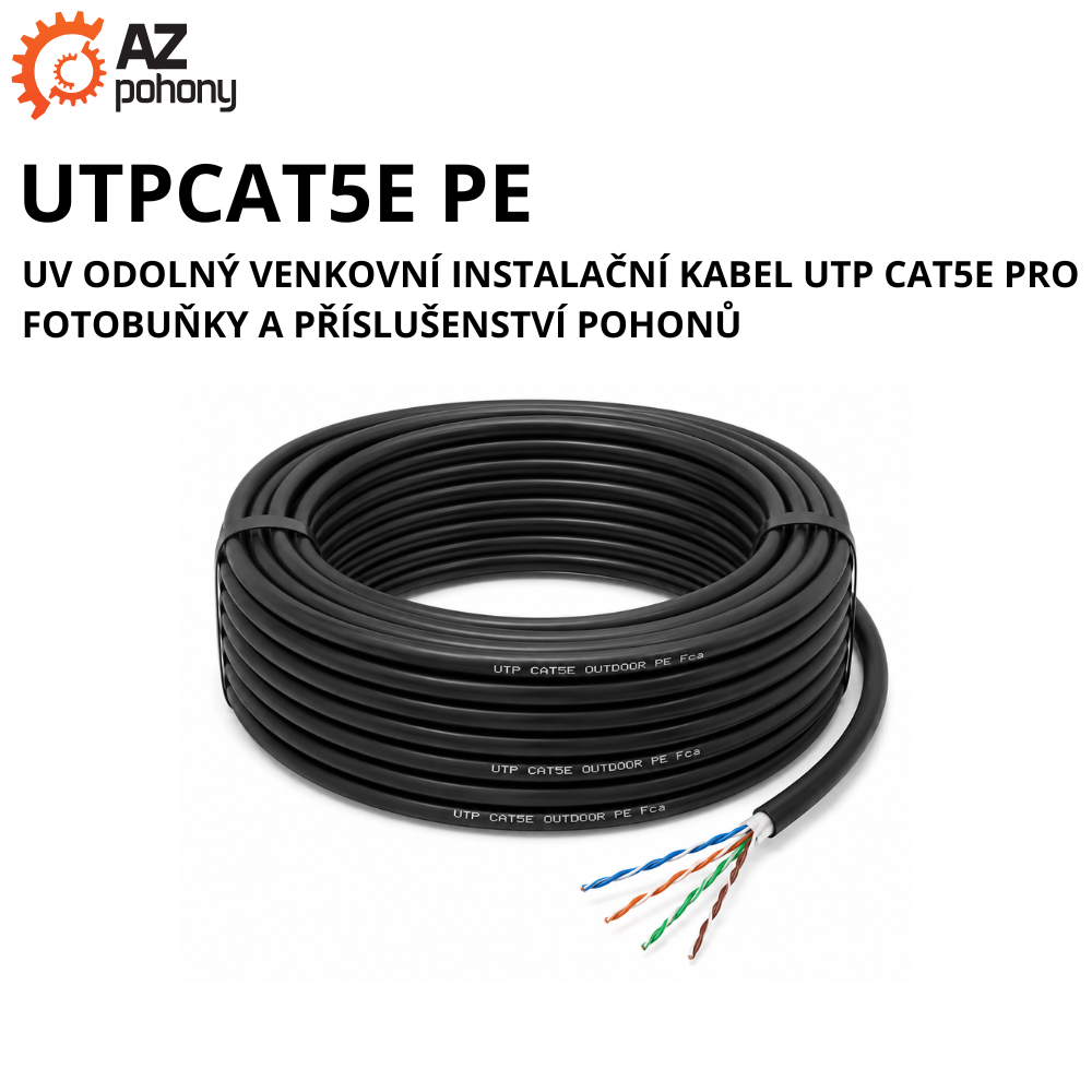 UTPCAT5E PE - UV odolný venkovní Instalační kabel UTP CAT5e pro fotobuňky a příslušenství pohonů