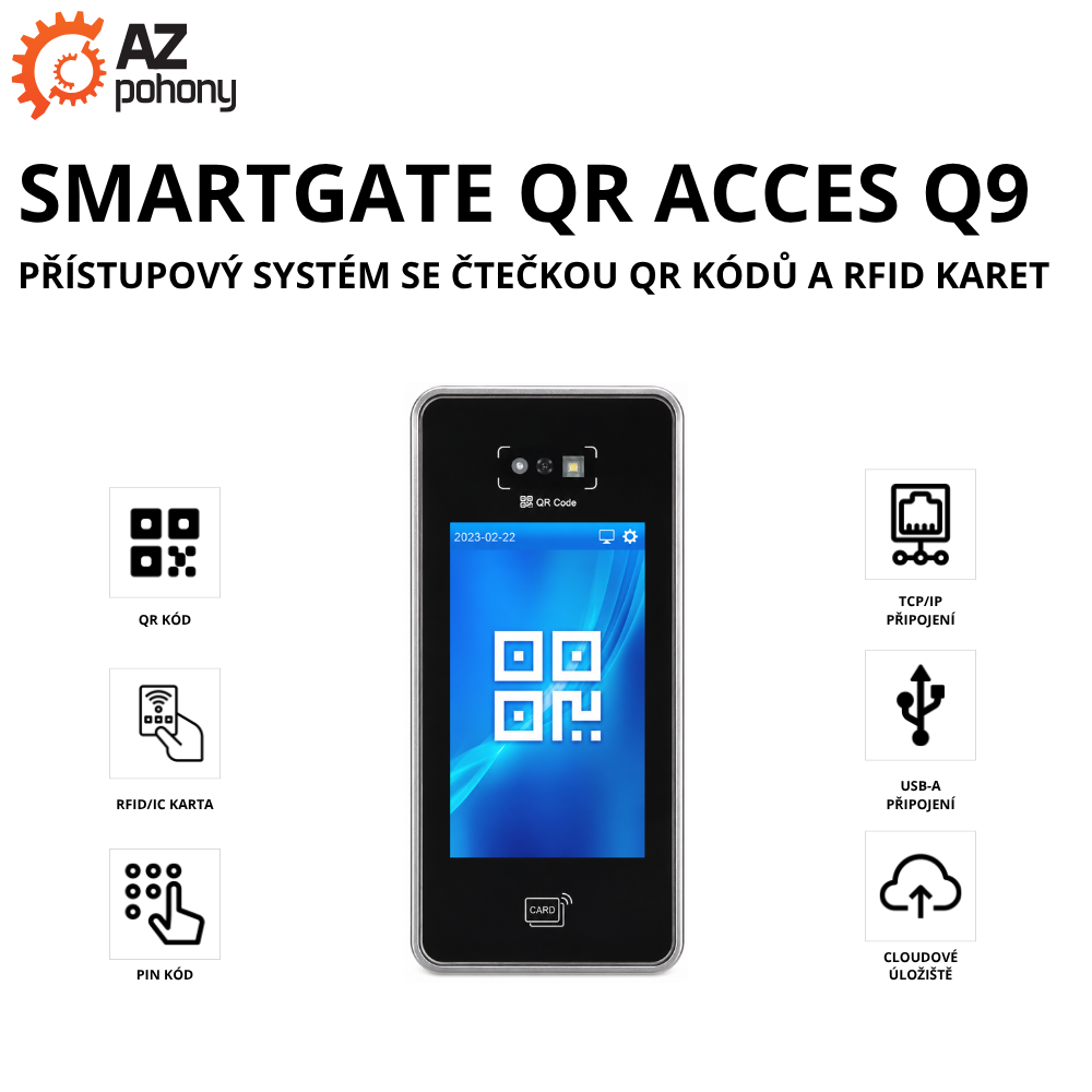 SMARTGATE QR ACCES Q9 - přístupový systém se čtečkou QR kódů a RFID karet