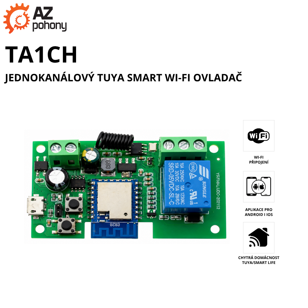 TA1CH - jednokanálový Tuya Smart Wi-Fi ovladač