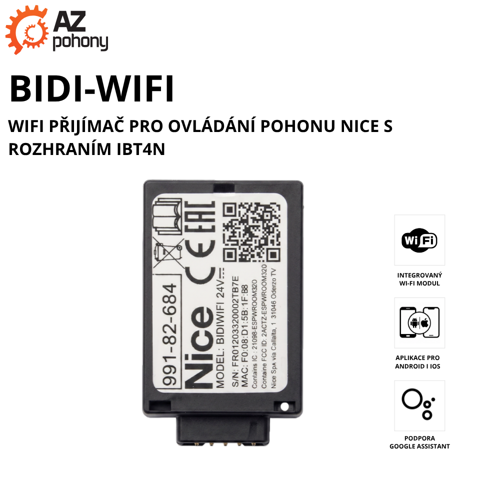 BIDI-WIFI - Wi-Fi přijímač pro ovládání pohonu NICE s rozhraním IBT4N