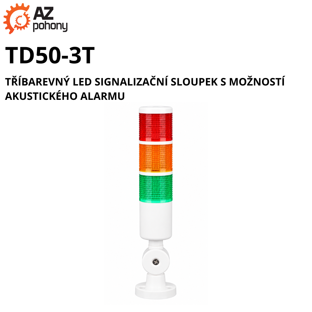 TD50-3T - tříbarevný LED signalizační sloupek s možností akustického alarmu