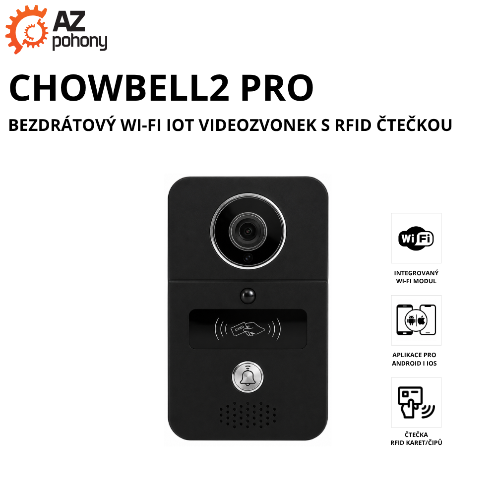 CHOWBELL2 PRO - bezdrátový WI-Fi IOT videozvonek s RFID čtečkou