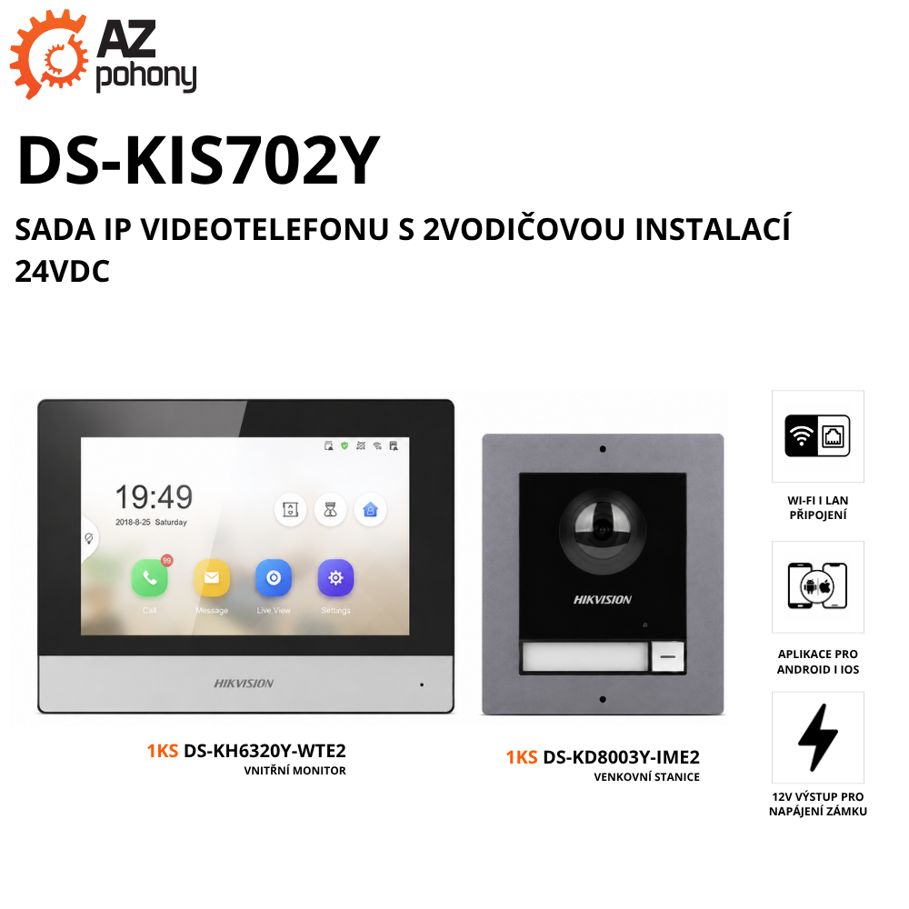 DS-KIS702Y - sada IP videotelefonu s 2vodičovou instalací 24VDC