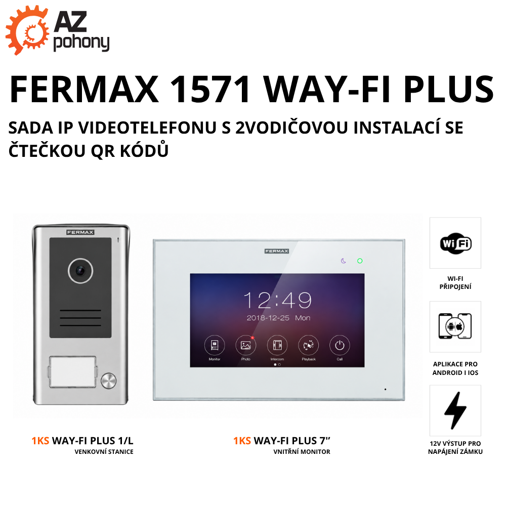 FERMAX 1571 WAY-FI PLUS - Sada IP videotelefonu s 2vodičovou instalací se čtečkou QR kódů