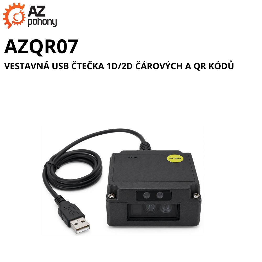 AZQR07 - vestavná USB čtečka 1D/2D čárových a QR kódů