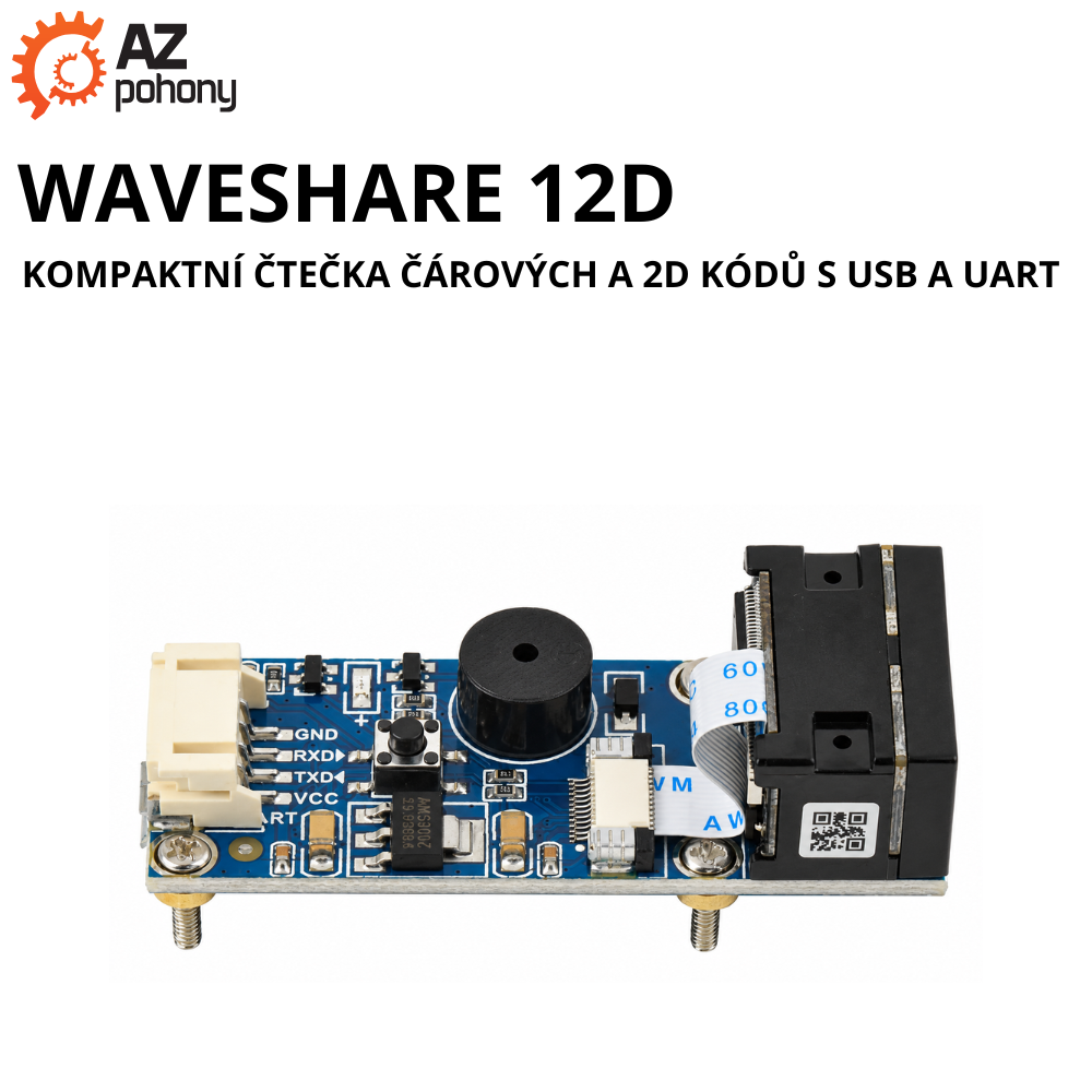 WAVESHARE 12D - kompaktní čtečka čárových a 2D kódů s USB a UART