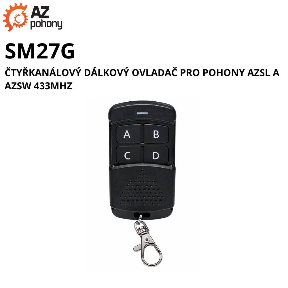 SM27G - čtyřkanálový dálkový ovladač pro pohony AZSL a AZSW 433MHz