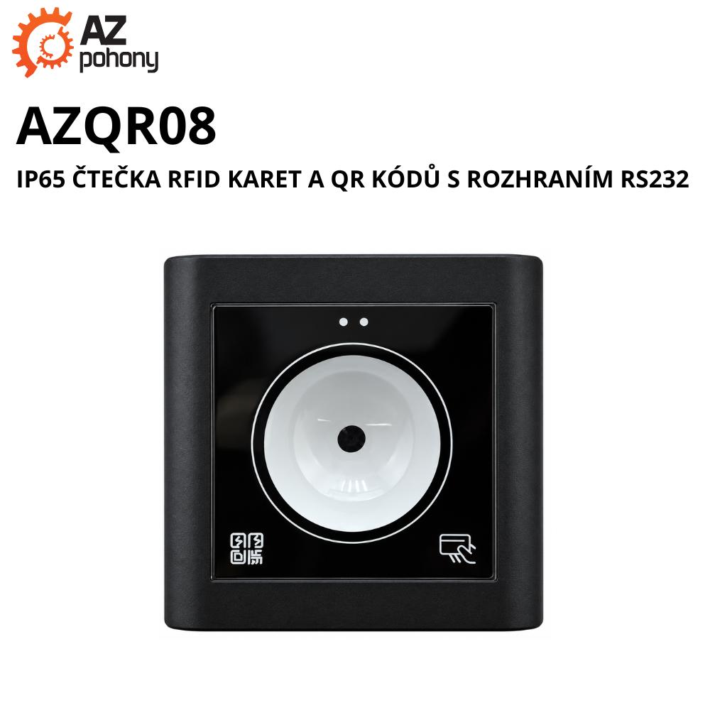 AZQR08 - IP65 čtečka RFID karet a QR kódů s rozhraním RS232