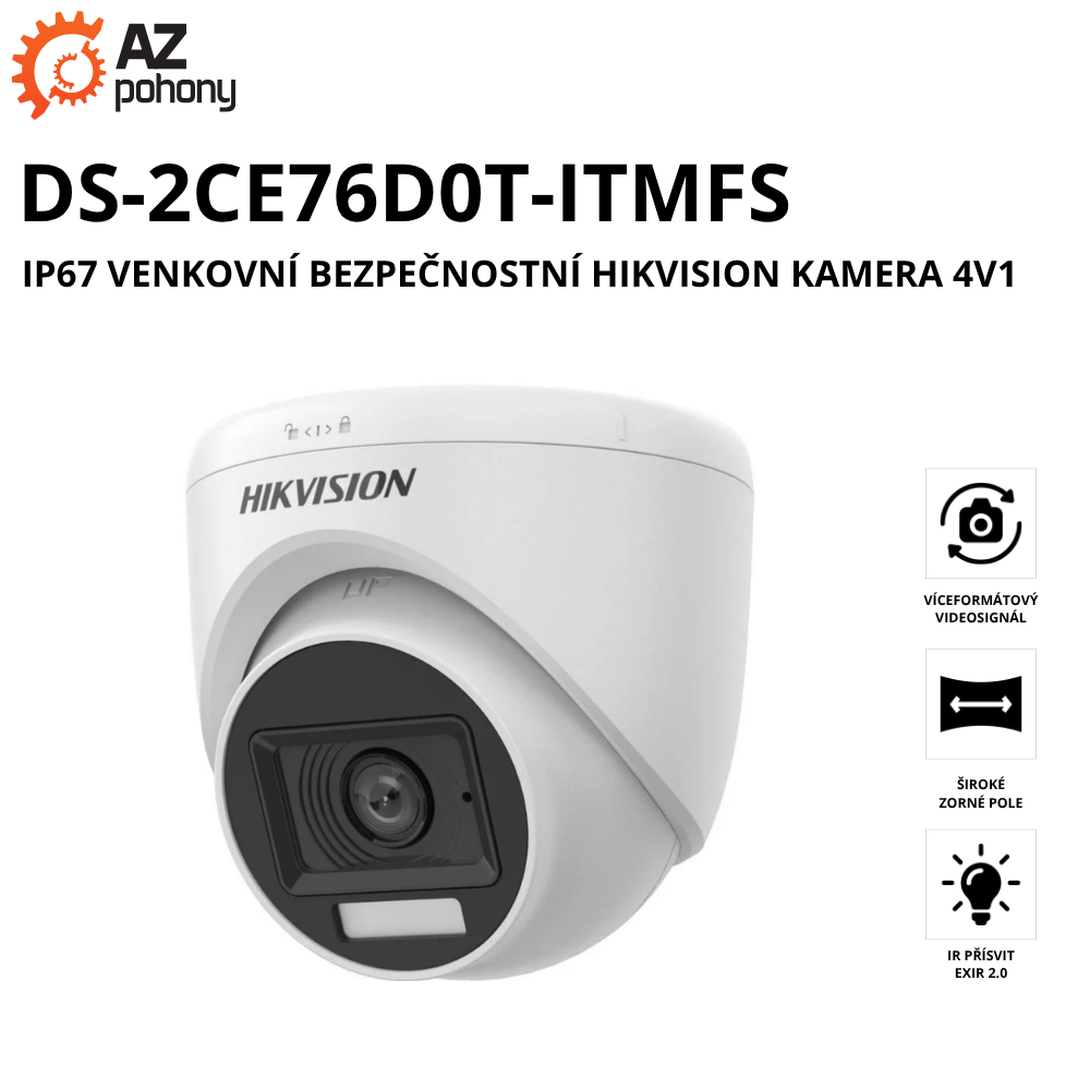 DS-2CE76D0T-ITMFS - IP67 venkovní bezpečnostní Hikvision kamera 4V1