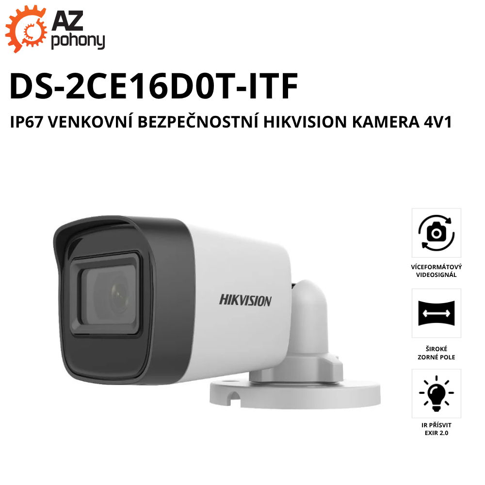 DS-2CE16D0T-ITF - IP67 venkovní bezpečnostní Hikvision kamera 4V1