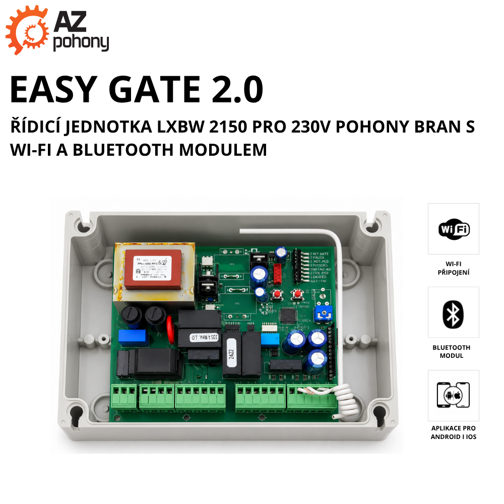 EASY GATE 2.0 - řídicí jednotka LXBW 2150 pro 230V pohony bran s Wi-Fi a Bluetooth modulem