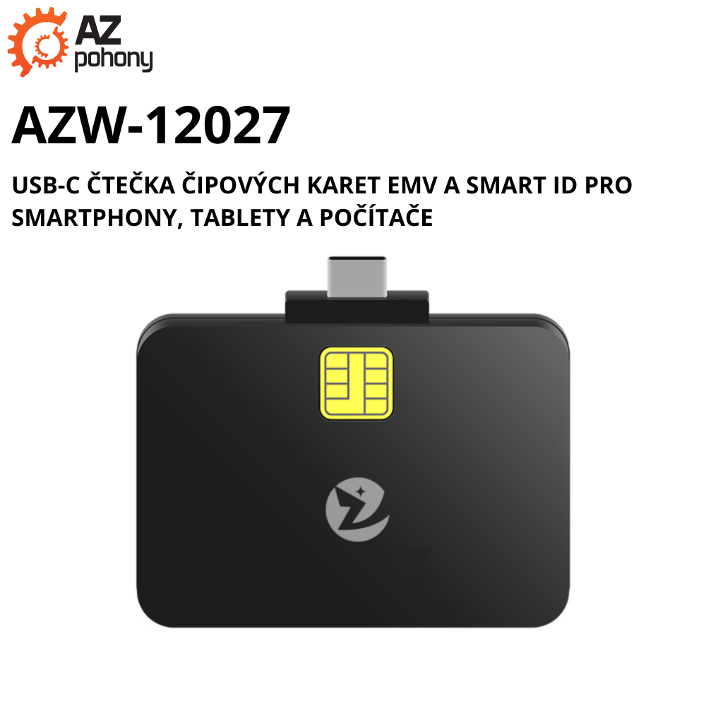 AZW-12027 - USB-C čtečka čipových karet EMV a Smart ID pro smartphony, tablety a počítače