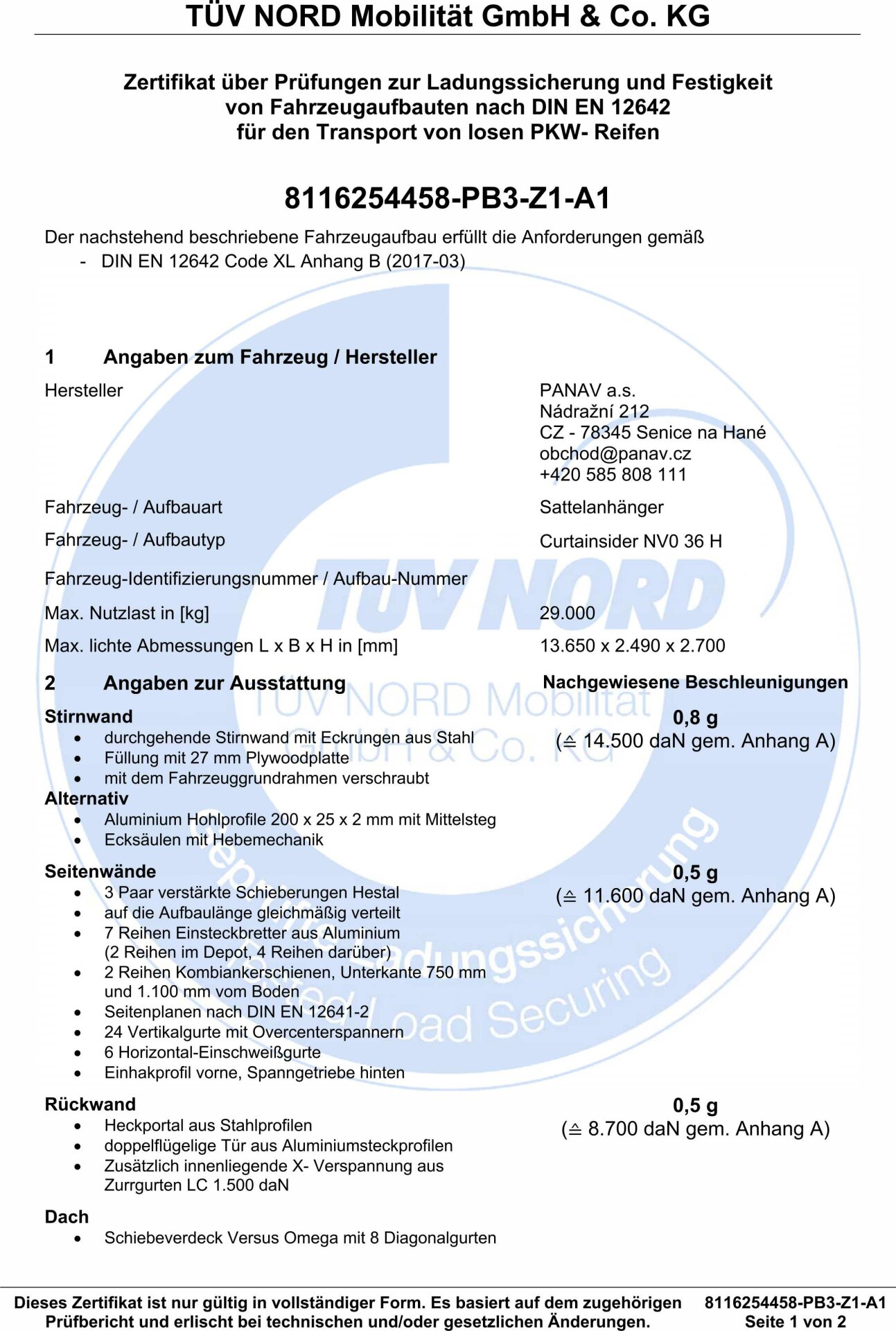 Panav Certifikat En Jeden Z Nejvetsich Vyrobcu Navesu A Privesu